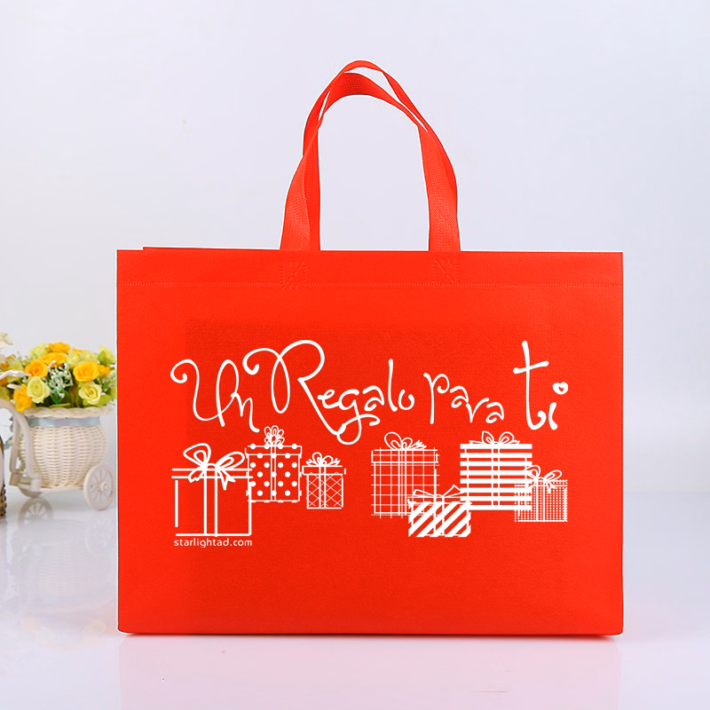 Heat pressed non-woven tote bag
