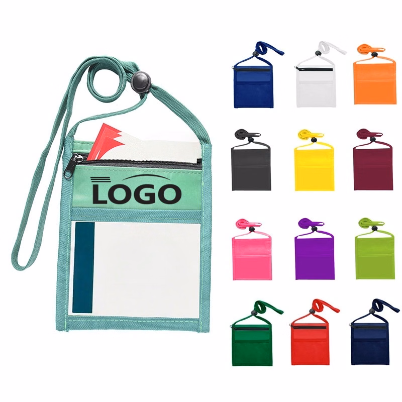 Neck Multifunctional PVC Card Holder With Zipper ID Bag