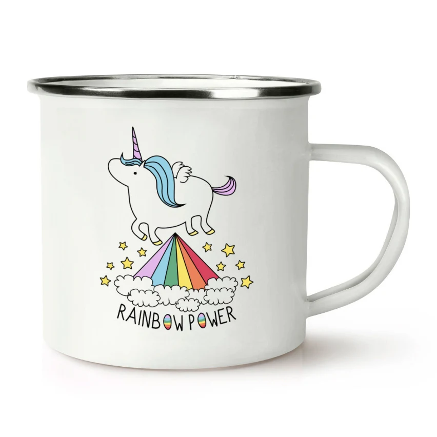 High Quality 12oz Tin Camping Mug White Body Black Rim 1