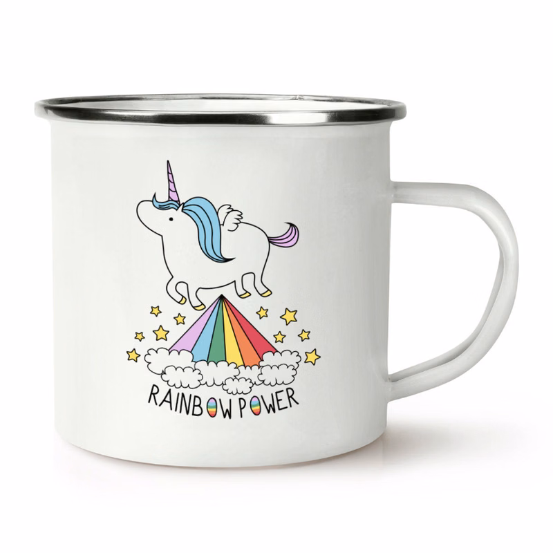 High Quality 12oz Tin Camping Mug White Body Black Rim