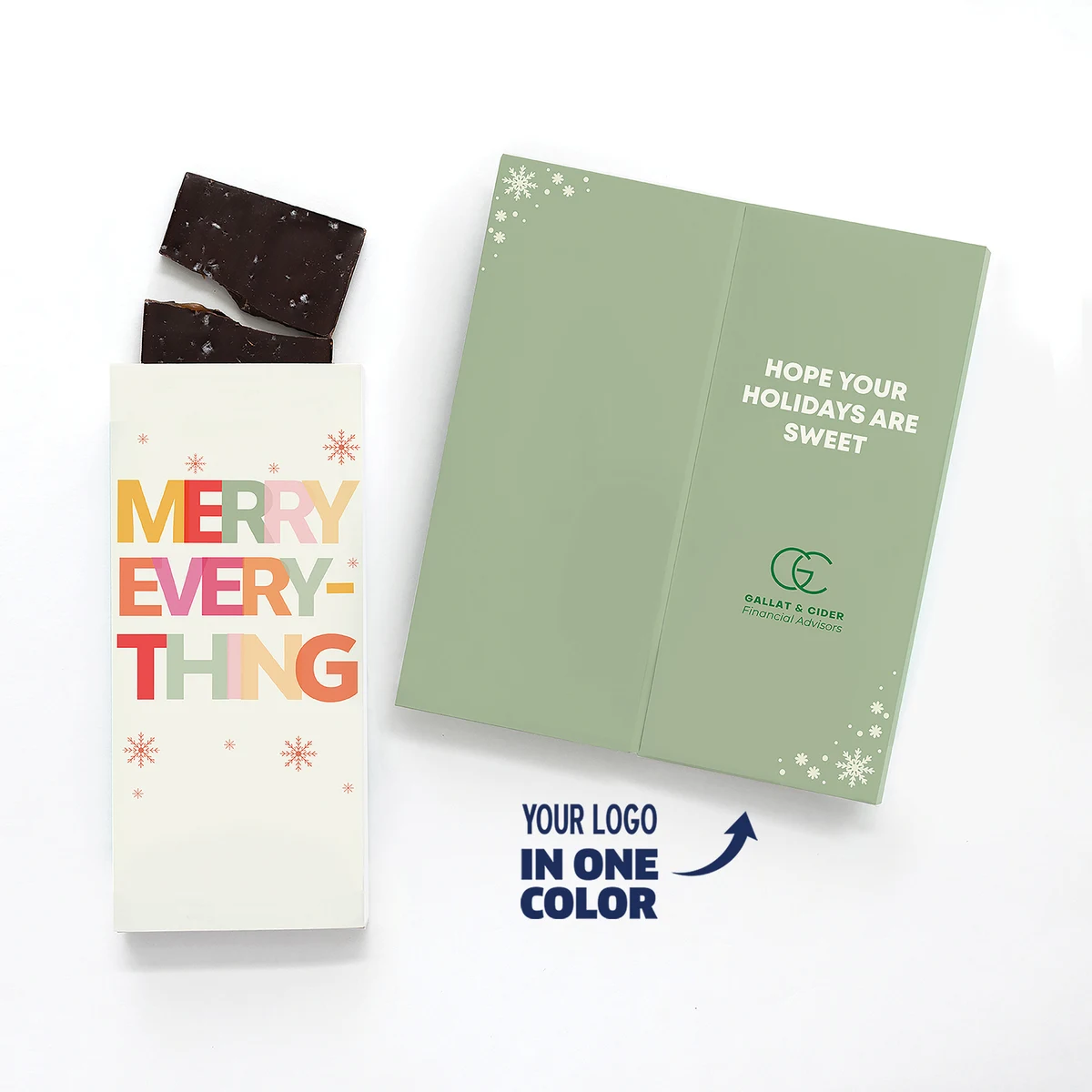 One Color Foil-Stamped Stock Holiday Sentiment Sweeter Cards with Sea Salt Caramel Chocolate Bar 1