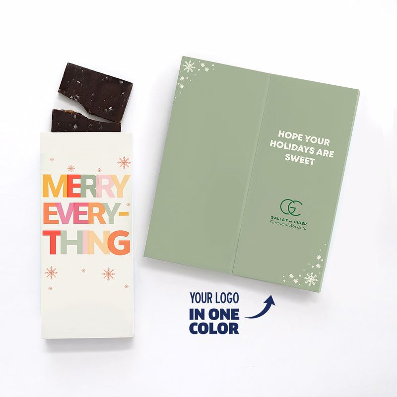 One Color Foil-Stamped Stock Holiday Sentiment Sweeter Cards with Sea Salt Caramel Chocolate Bar