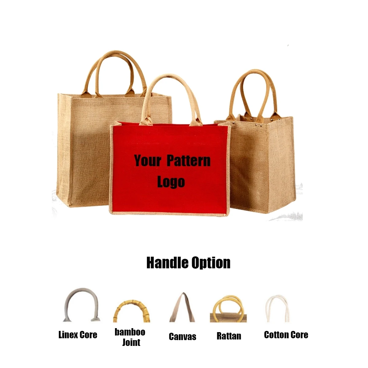 Jute/Burlap Handles Gift Shopping Bag, custom tote bag with logo imprint 1