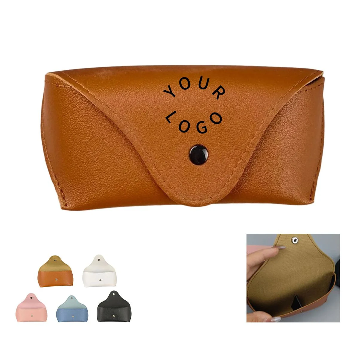 PU Leather Eyewear Case with Secure Button Lock 1