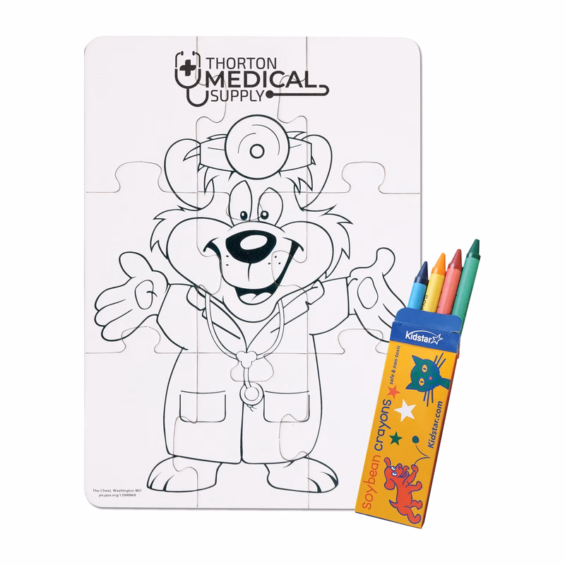 9 Pieces - 5" x 7" Coloring Puzzle - Doctors Visit