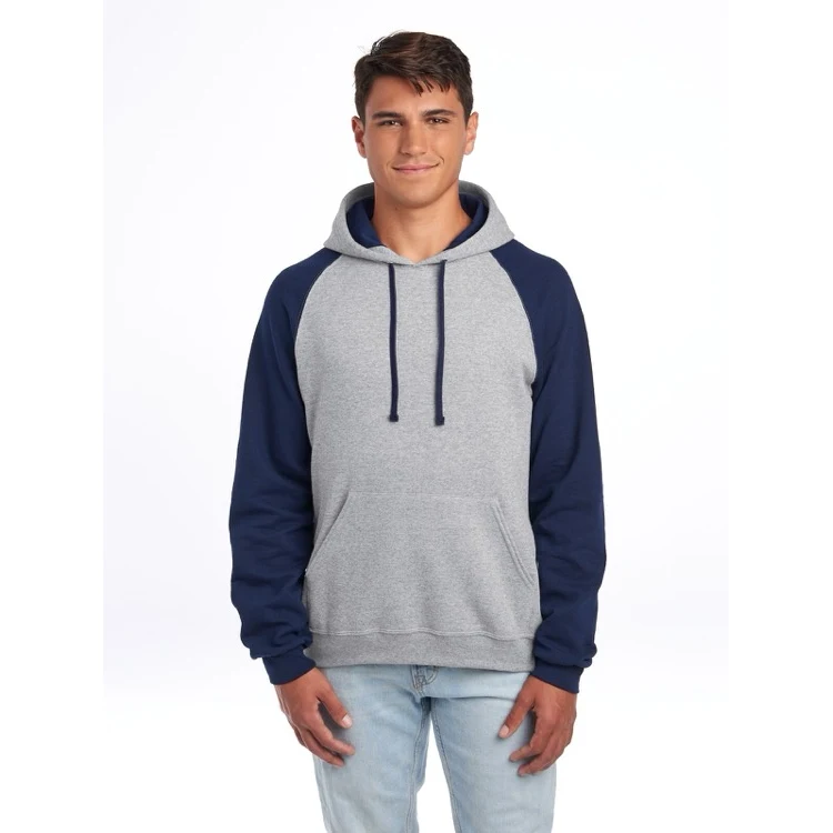 JERZEES NuBlend® Unisex Color-Block Raglan Hooded Sweatshirt, custom hoodie or sweatshirt with logo imprint 1