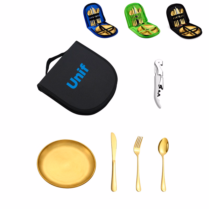 Gold Travel Utensils with Oxford Fabric Bag