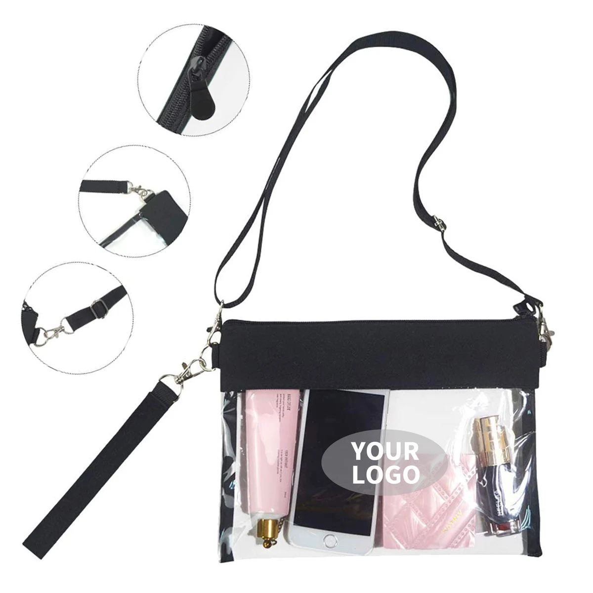 Clear PVC Stadium Shoulder Bag 9.9" x 7.9" x 0.4" 1