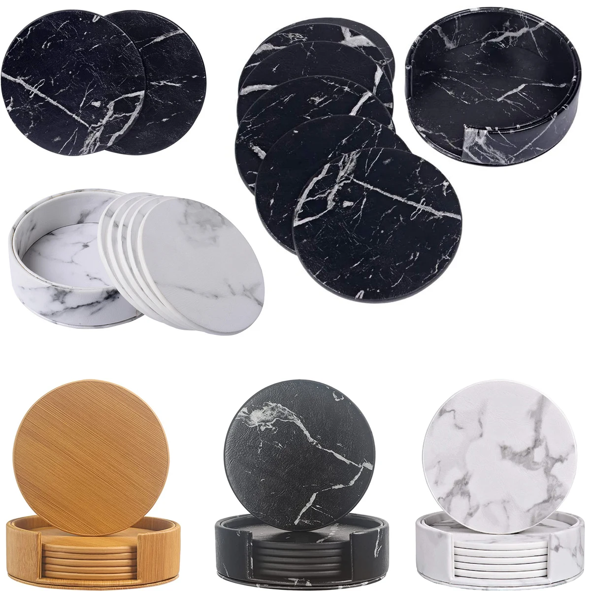 6-Piece Leather Coasters with Holder 1