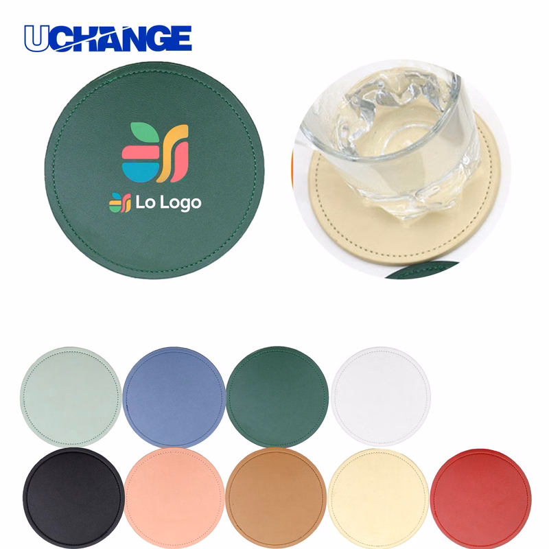 Round Leather Drink Coaster Mat