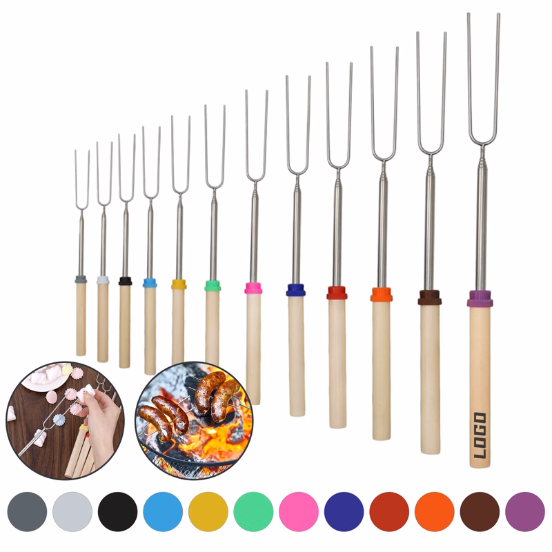 Food-Grade 304 Stainless Retractable BBQ Fork