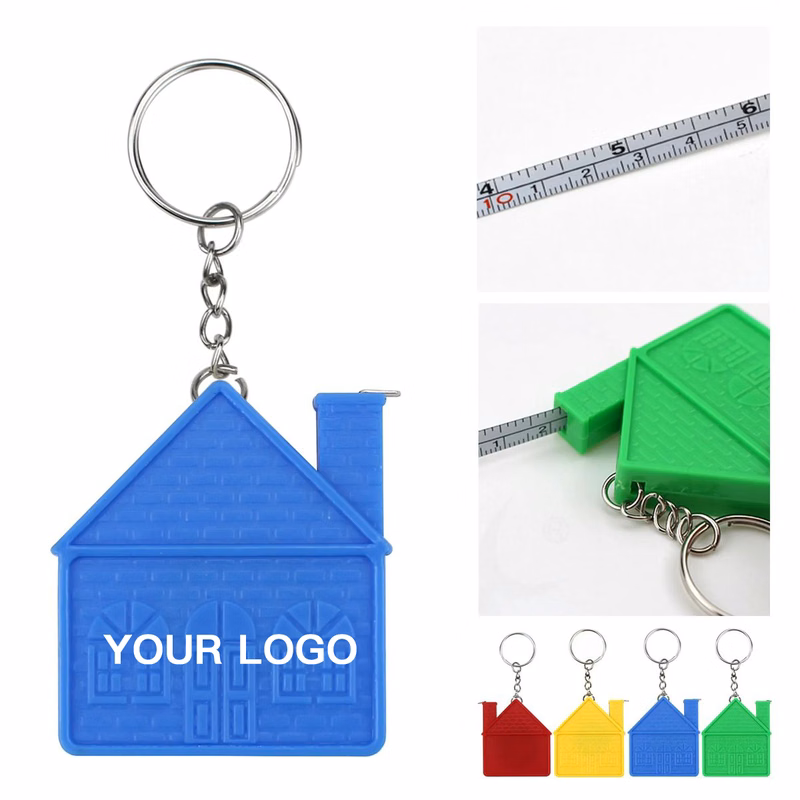 House Shape Keychain Ruler with Tape Measure