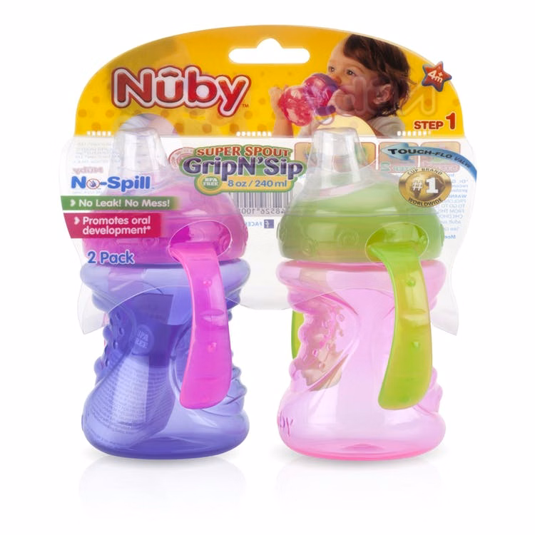 Nuby Super Spout Grip N' Sip Cups - 8 oz Colors May Vary