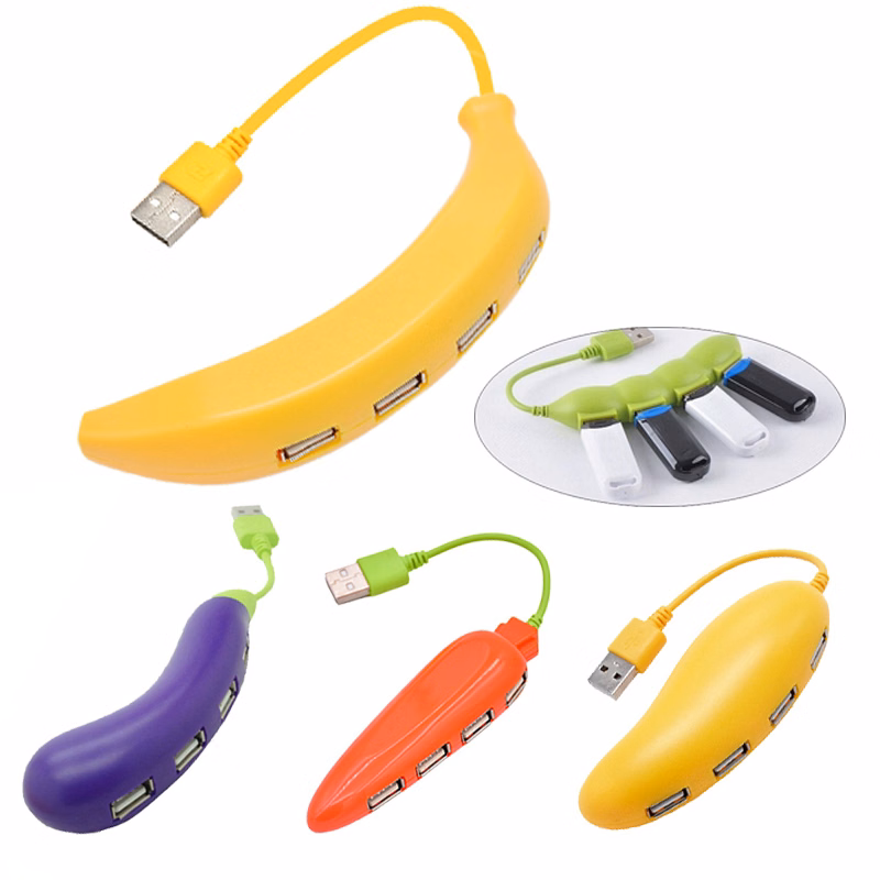 4-Port USB Hub Splitter Banana Shape USB 2.0 Hub