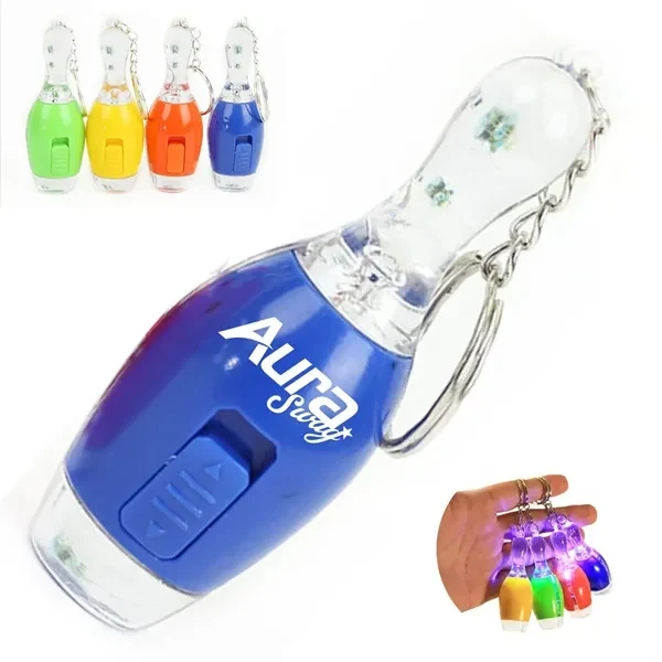 Custom Bowling Pin LED Keychain Light with Vibrant Colors — Sports Promotional Item 1