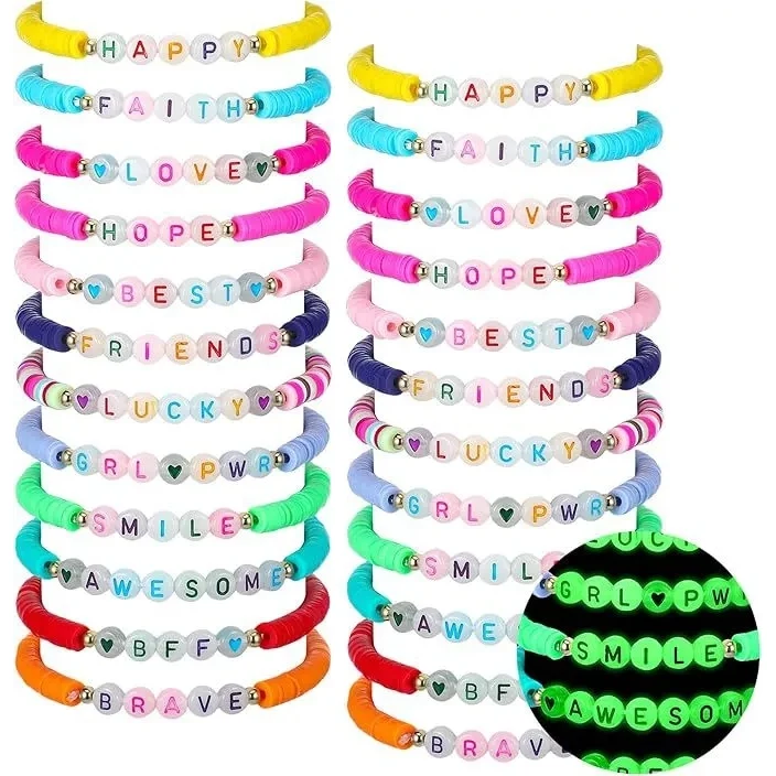 Soft clay color mixing handmade beaded elastic bracelet 1