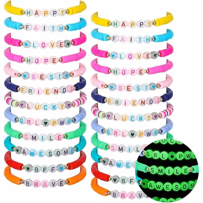 Soft clay color mixing handmade beaded elastic bracelet