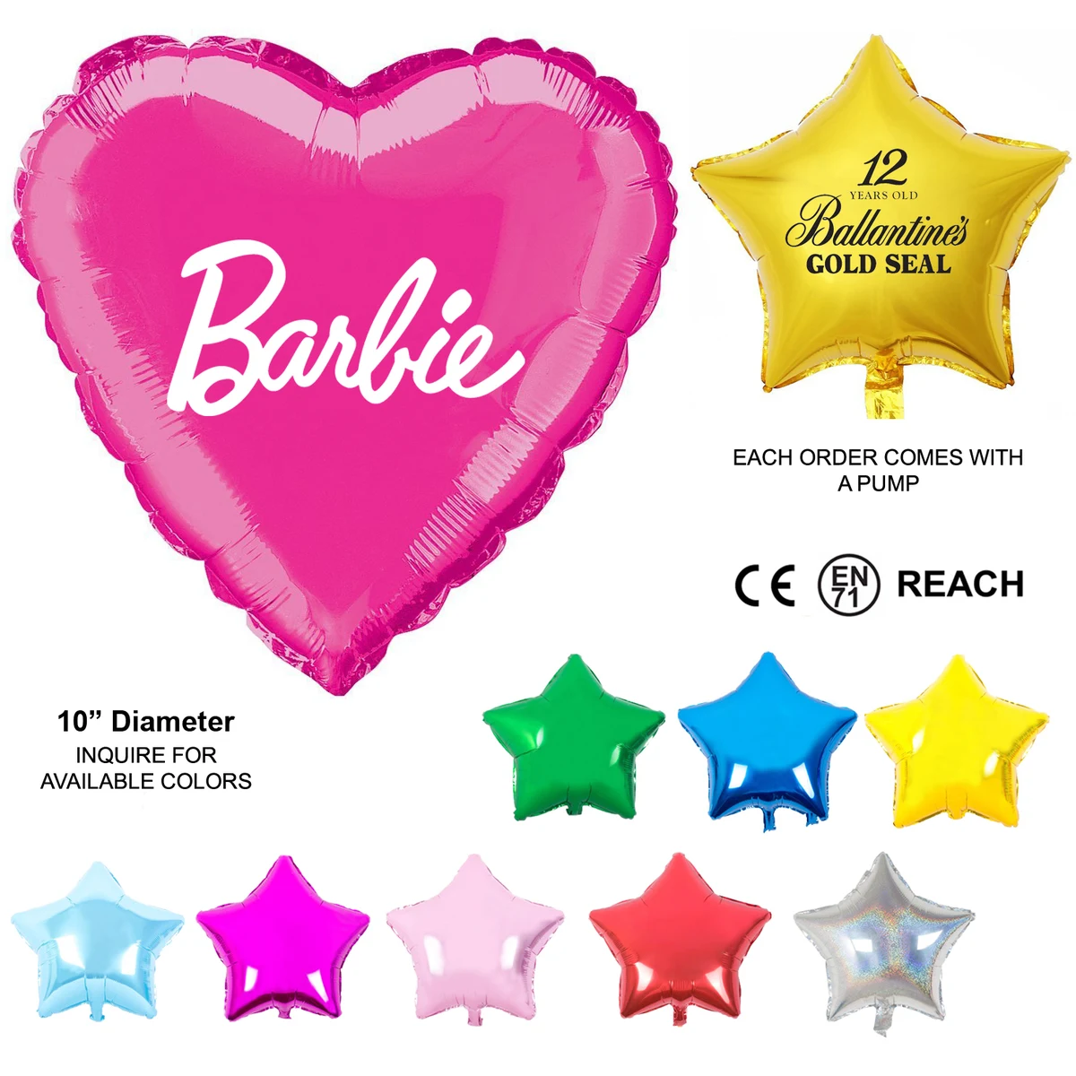 Mylar Balloon - 10" - Heart Or Star Shaped 1