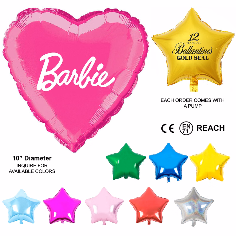 Mylar Balloon - 10" - Heart Or Star Shaped
