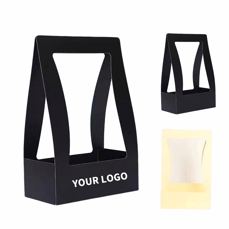 Foldable Paper Floral Tote Box With Handle 8.1" x 4.7" x 12.4"