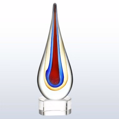 Teardrop Designer Art Glass Award - Yellow / Large