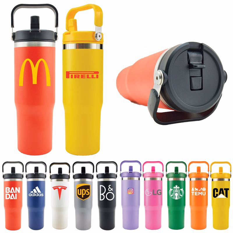 Glacier 30 Oz. Hybrid Travel Tumbler w/Handle & Straw