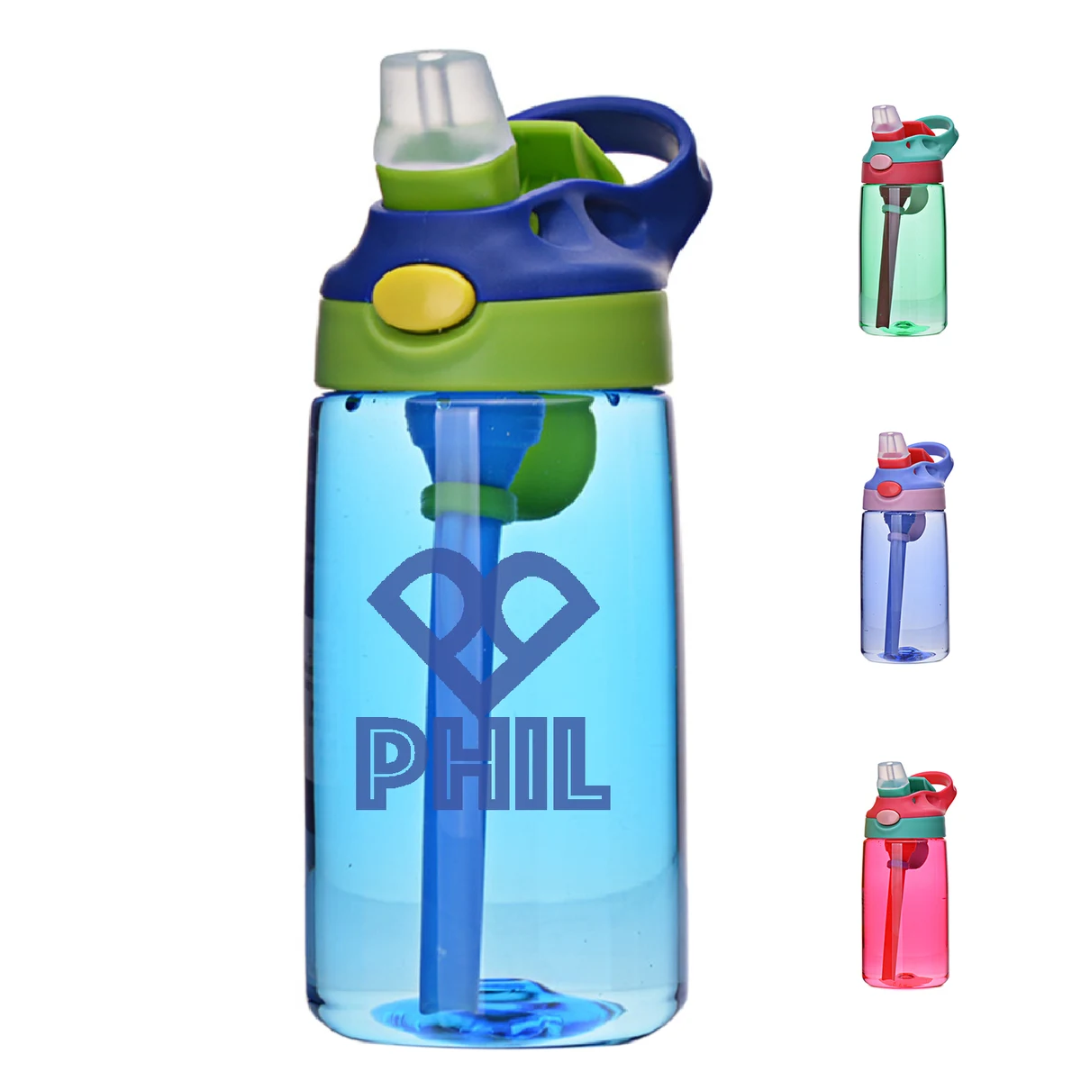 16 Oz. Bottle/Flip Up Spout & Straw 1