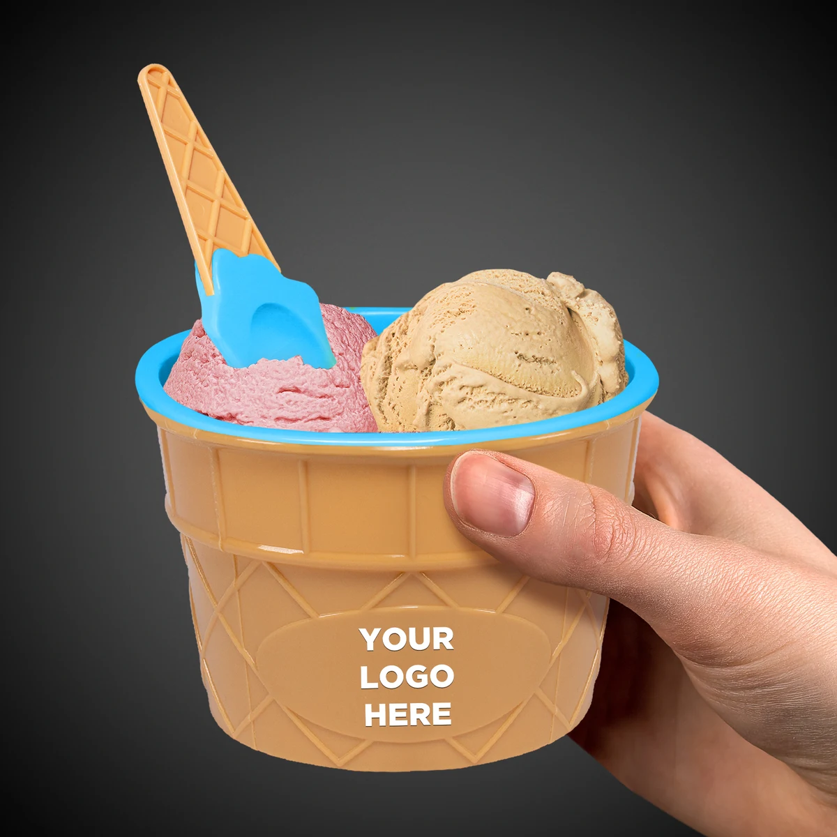 Blue Ice Cream Bowl and Spoon Set 1