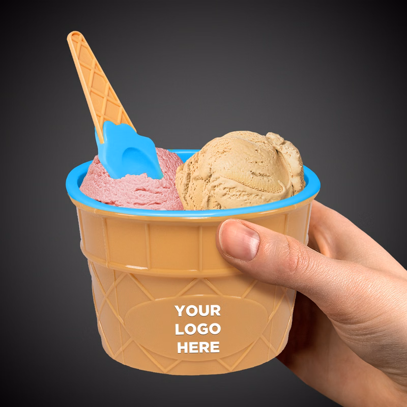 Blue Ice Cream Bowl and Spoon Set