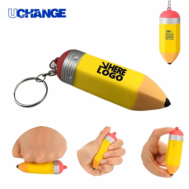 Stress Pencil Foam Keychain