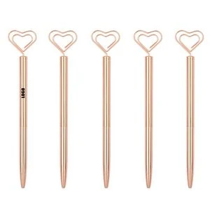Heart Shaped Paper Clip Twist Metal Pen 1