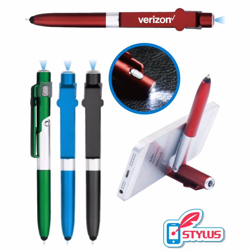 4-in1 Phone Stand LED Flashlight Stylus Pen