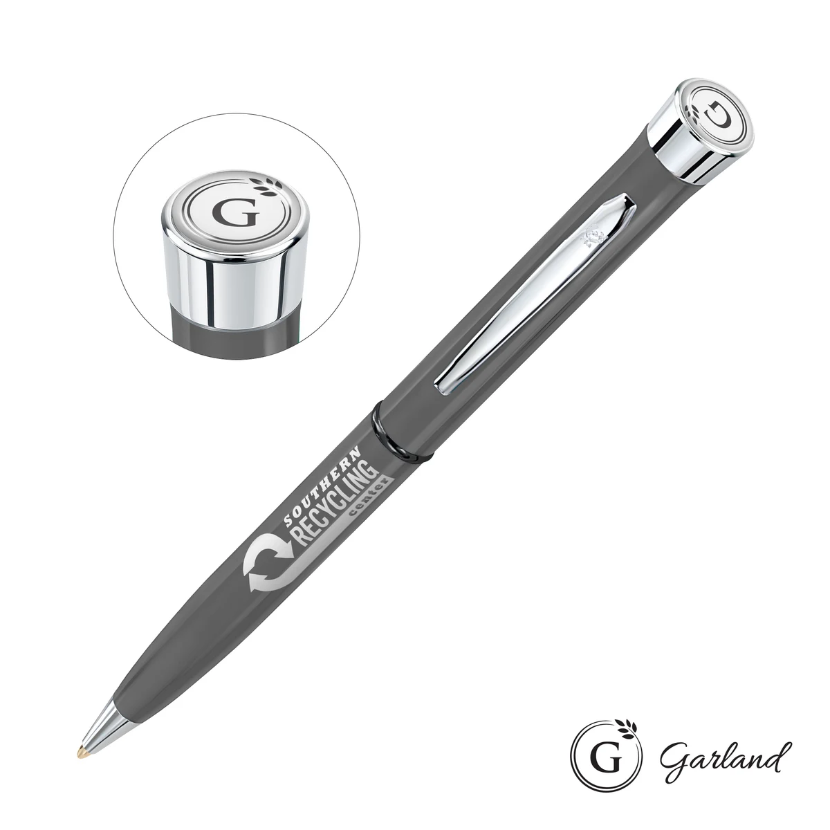Garland® Recycled Ballpoint Twist Pen - Chrome Accent 1