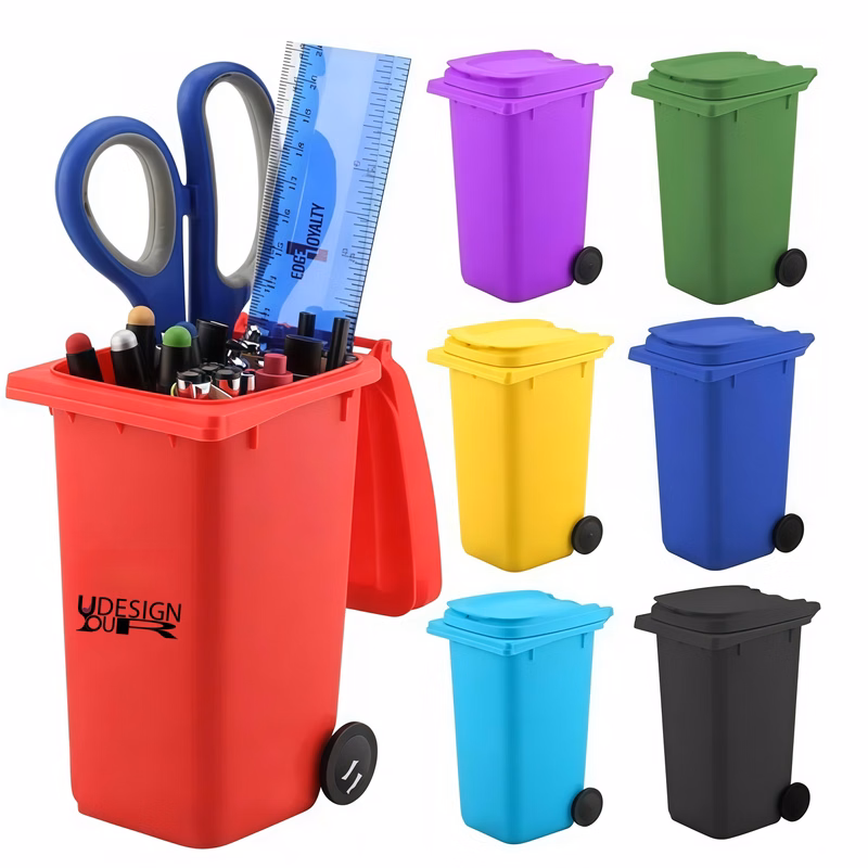 Mini Plastic Trash Garbage Can Bin Pen Holder Desk Organizer