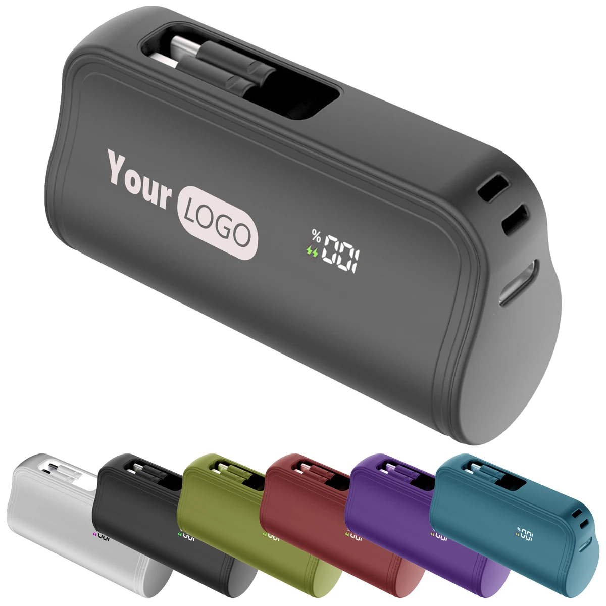 Abs Compact Power Bank With Built-In Cables And Led Display 1
