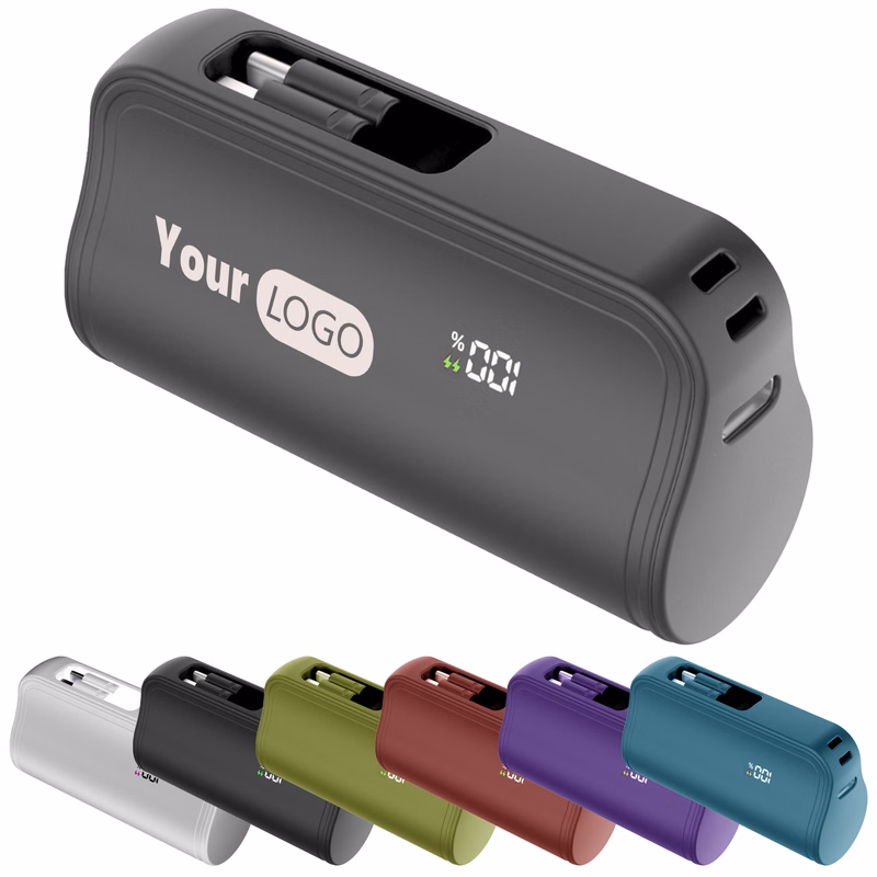 Abs Compact Power Bank With Built-In Cables And Led Display