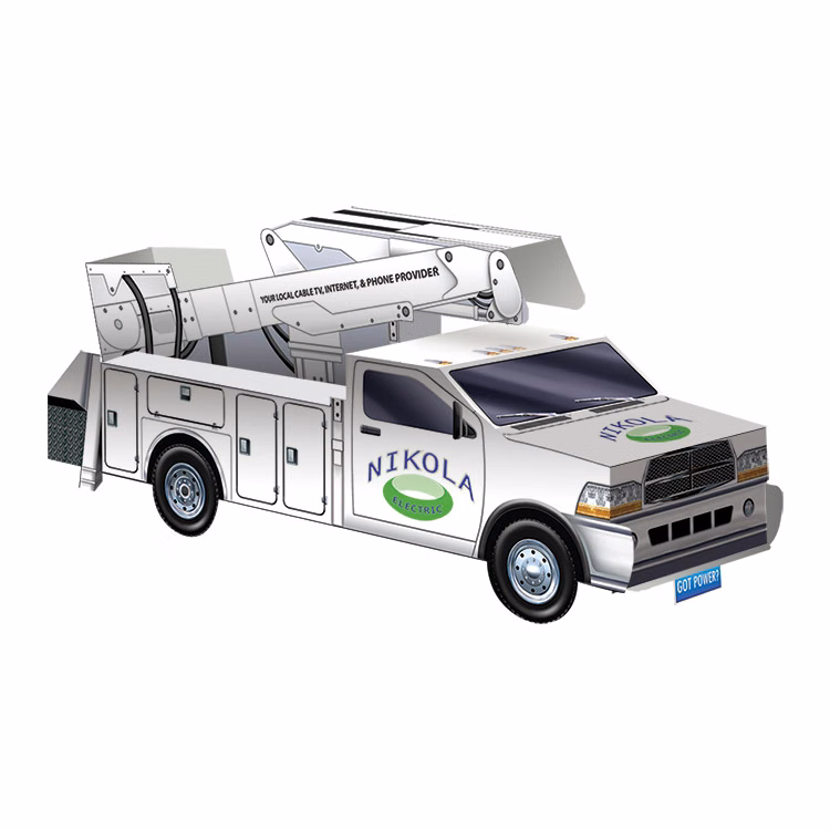 Custom Printed Paper Stock Pop-Up Electric Bucket Truck