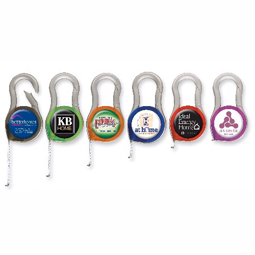 Translucent Carabiner 6' Tape Measure with Epoxy Dome Imprint