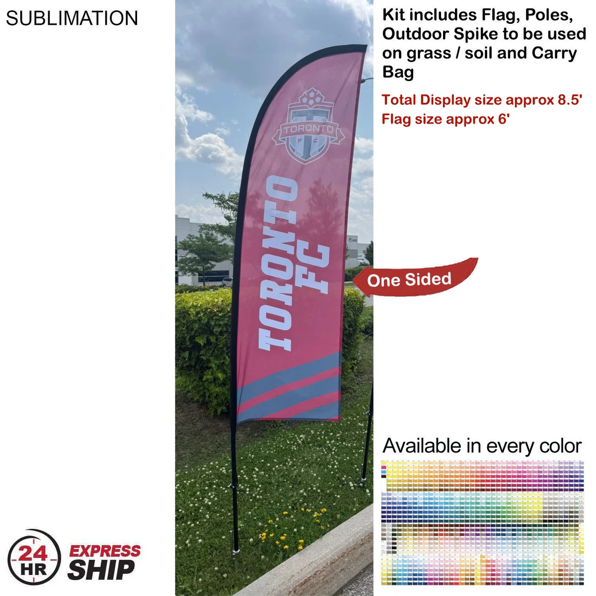 24Hr Express Ship - 8.5' X-Small Feather Flag Kit, Full Color Graphics One Side 1