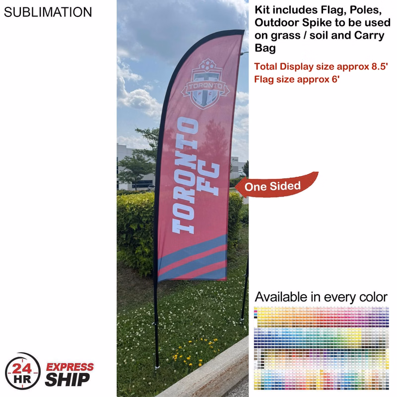 24Hr Express Ship - 8.5' X-Small Feather Flag Kit, Full Color Graphics One Side