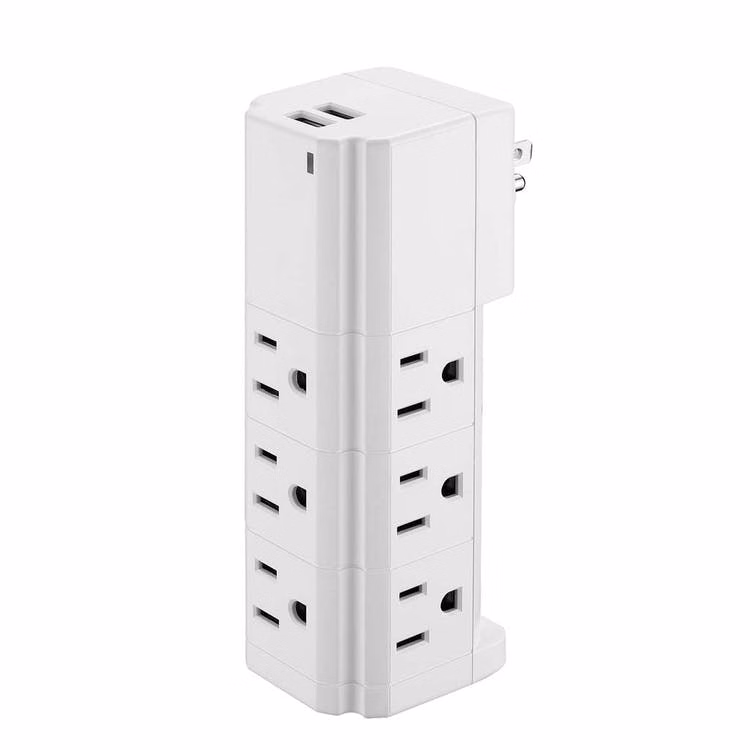 Tower Surge Protectors - 9 Outlets 2 USB Ports White