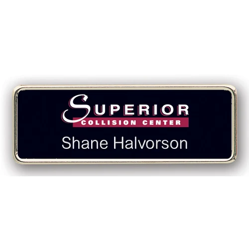 Metal Framed Badge (1"X3") (Screened & Engraved) 1