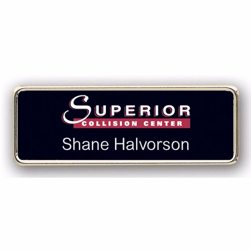 Metal Framed Badge (1"X3") (Screened & Engraved)