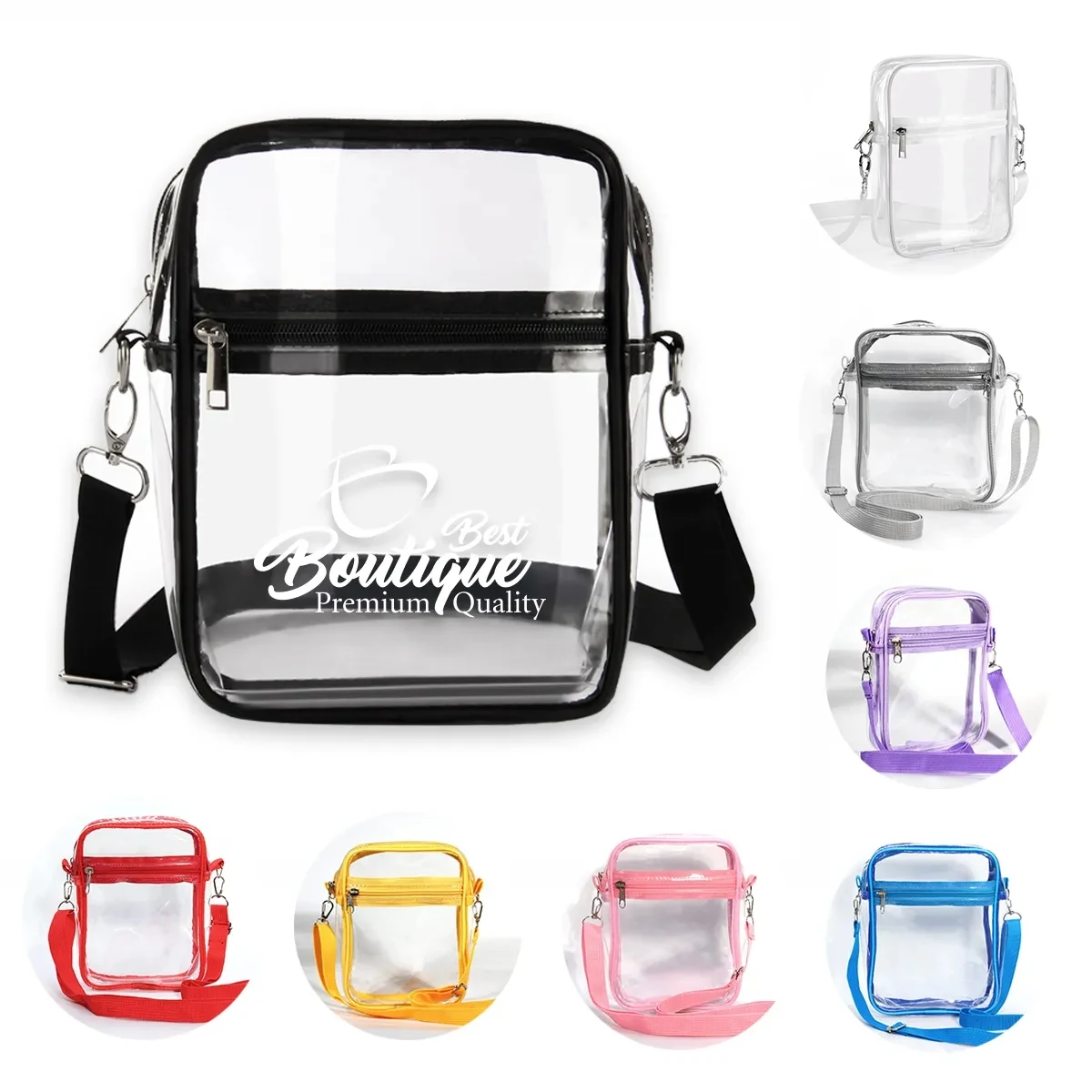 Clear PVC Crossbody Bag Stadium Approved Messenger Bag Purse 1