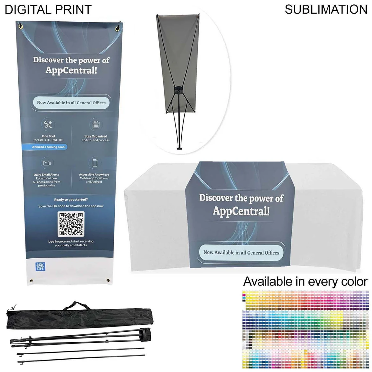 Tradeshow Package, Tripod Banner with Graphics DP651 + Sublimated Tablerunner SU520, Easy to setup 1