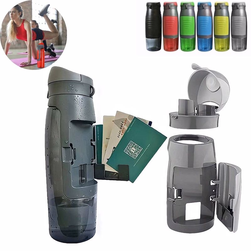 Water bottle with storage compartment, 25 oz, BPA free,