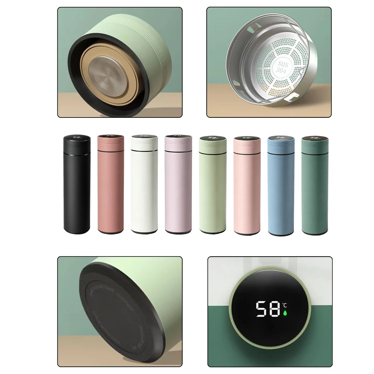 Temperature Display Vacuum Insulated Bottle, custom water bottle with logo imprint 1