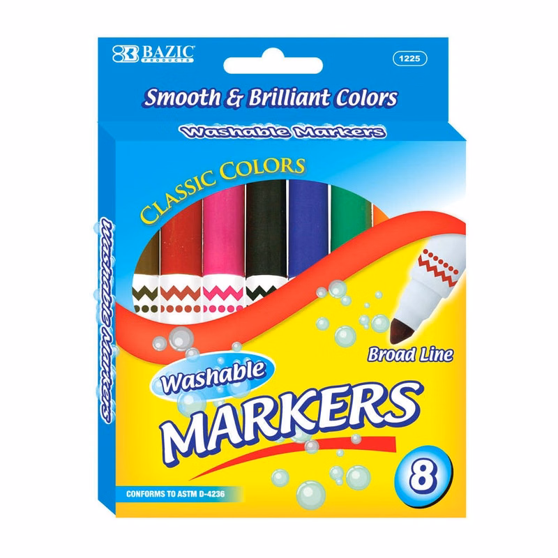 Washable Markers - 8 Count Classic Colors