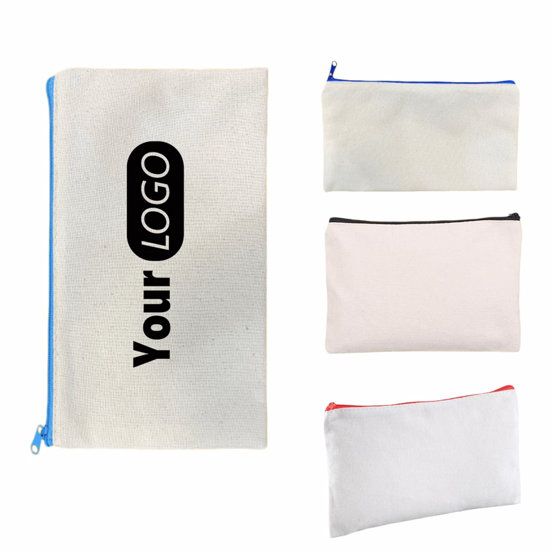 Zipper Canvas Pen Bag With Carry Handle