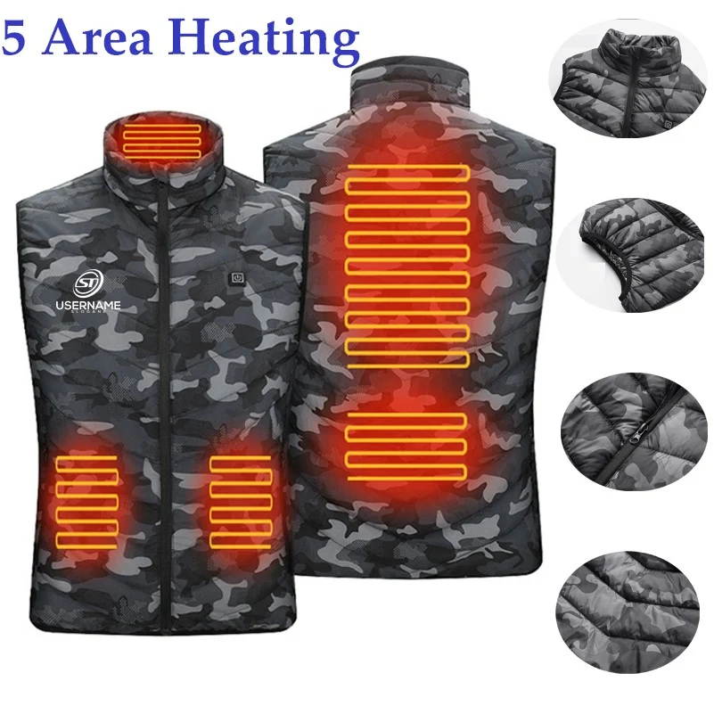 Camouflage 5 Areas Heated Vest 1